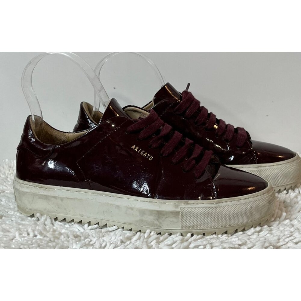 Axel Arigato Patent Leather Lace Up Chunky Rubber Sole Sneaker Red Maroon 8.5
